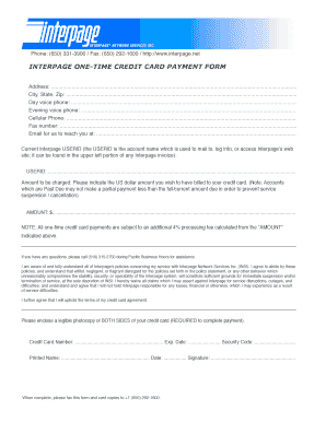 Interpage One-Time Credit Card Payment Form