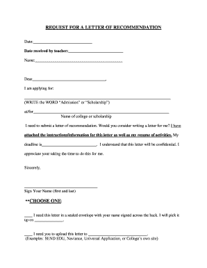 Request for Letter of Recommendation