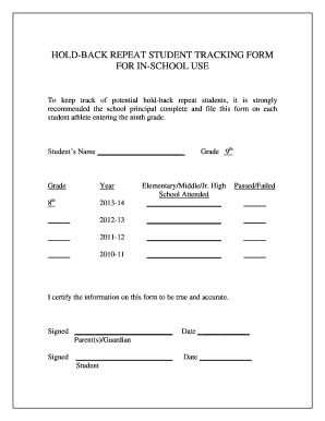 Hold-Back Repeat Student Tracking Form
