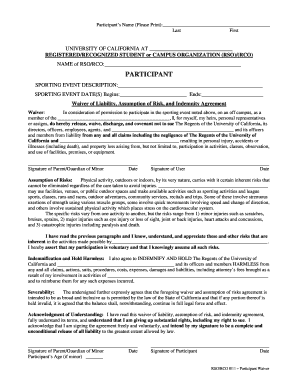 University of California Waiver of Liability