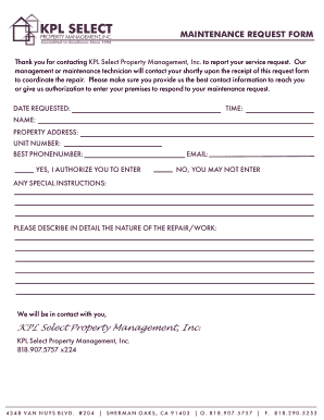 Maintenance Request Form