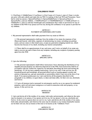 Children's Trust Will Template