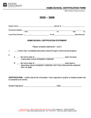 Home-School Certification Form