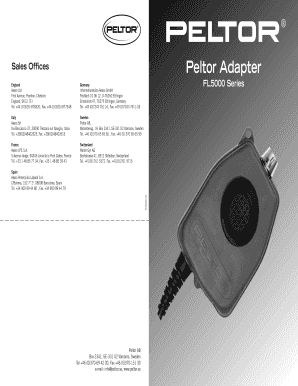 Peltor Adapter FL5000 Warranty Card