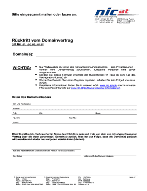 Rücktritt vom Domainvertrag