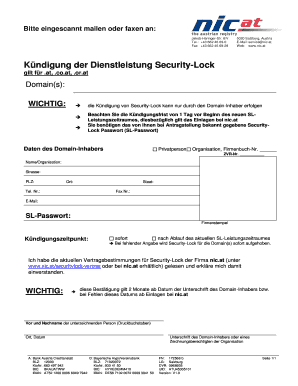 Kündigung der Dienstleistung Security-Lock