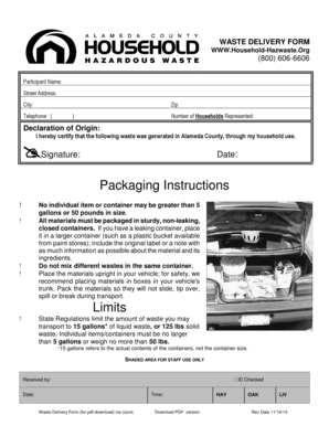 Waste Delivery Form