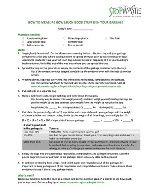 Garbage Sorting and Measurement Form