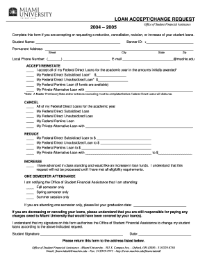 Loan Accept/Change Request Form