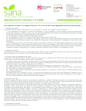 Mandatory Privacy Form