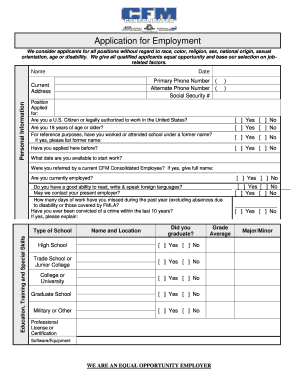 Employment Application Form