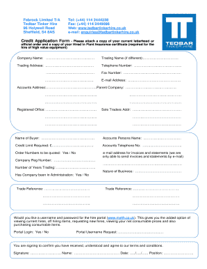 UK Credit Application Form