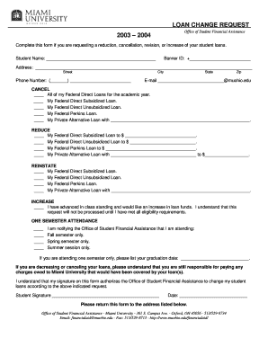Loan Change Request Form