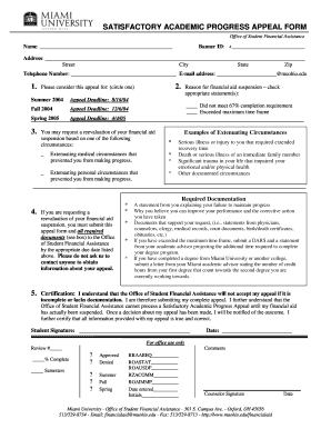 Satisfactory Academic Progress Appeal Form