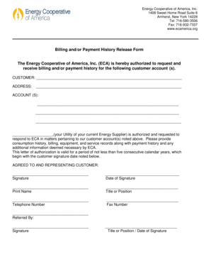 Billing and Payment History Release Form