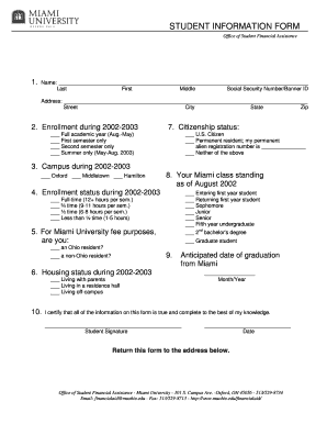 Student Information Form