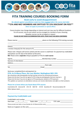 FITA Training Course Booking Form