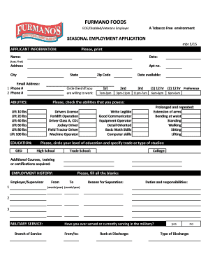 Seasonal Employment Application