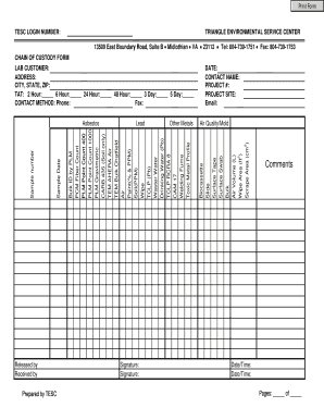 Chain of Custody Form