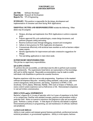 Software Developer Job Description