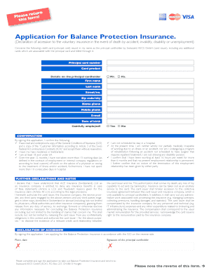 Balance Protection Insurance Application