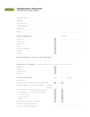 Industrial Evaporation Application Form