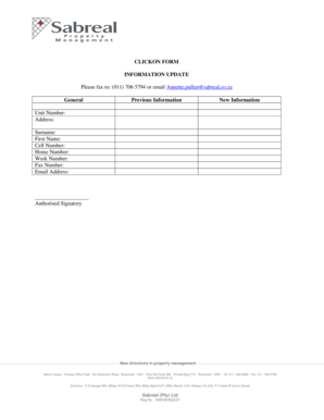 Property Management Information Update Form