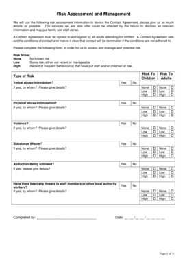 Contact Agreement Risk Assessment Form
