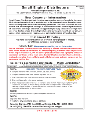 Missouri Sales Tax Exemption Certificate