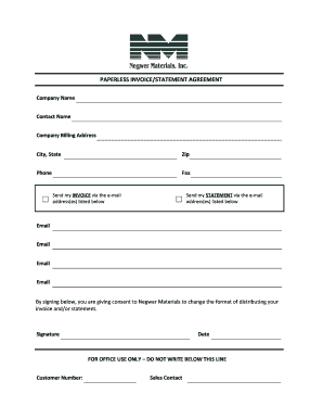 Paperless Invoice Statement Agreement