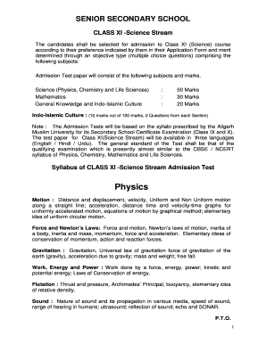 Class XI--Science Streamdoc