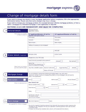Change of Mortgage Details Form