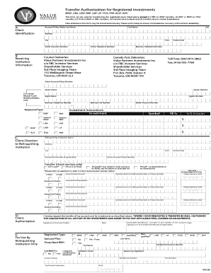 Transfer Authorization for Registered Investments