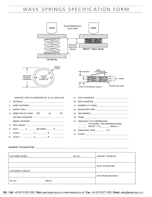 Wave Spring Specification Form