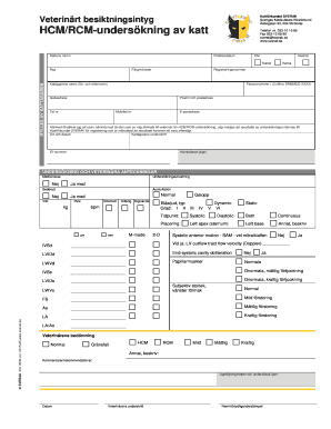 Veterinary Examination Certificate for Cats
