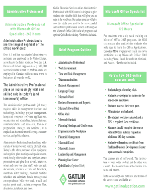 Administrative Professional with MOS Course Registration