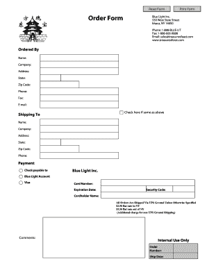 Blue Light Inc. Order Form