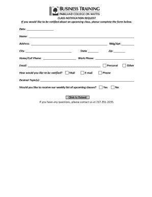 Class Notification Request Form