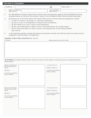Deed of Assignment for Insurance Policy
