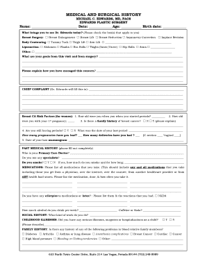 Medical and Surgical History Form