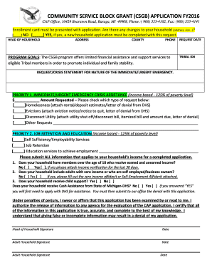 COMMUNITY SERVICE BLOCK GRANT CSGB APPLICATION