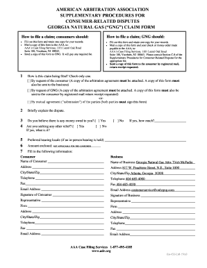 Georgia Natural Gas Consumer Claim Form