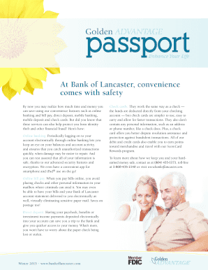 Bank of Lancaster Golden Advantage Membership Form