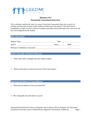 Functional Assessment Interview Form