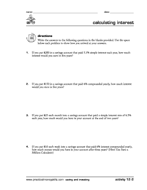 Simple and Compound Interest Worksheet