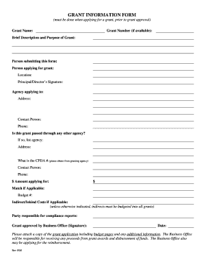 Grant Information Form