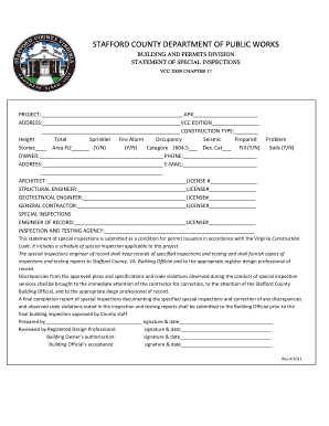 Virginia Special Inspections Statement