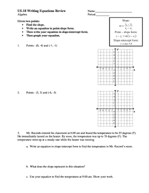 Algebra Writing Equations Review Worksheet