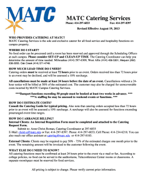 MATC Catering Services Request Form