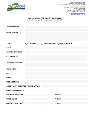 Application for Credit Account